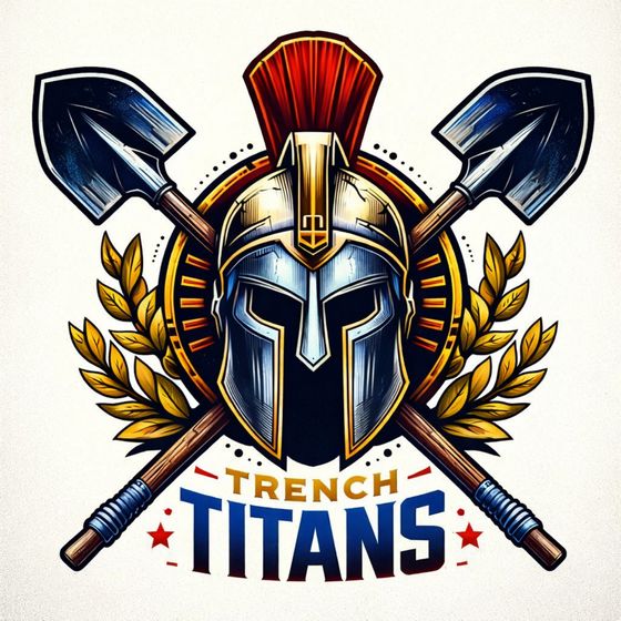 Trench Titans logo – Spartan helmet with crossed shovels